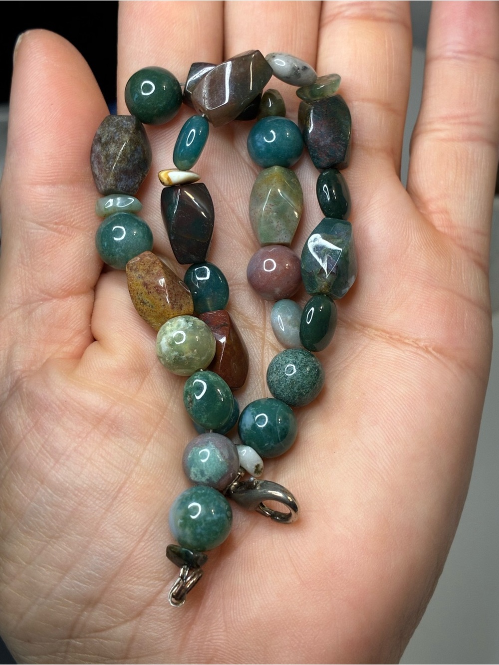 Beggars Bead Multicolor Green and Brown Natural Gemstone Soft Bracelets
